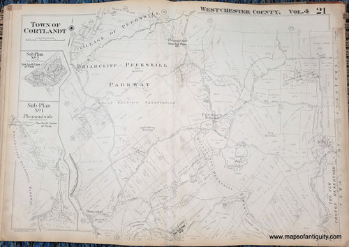 Genuine-Antique-Map-Plate-21-Town-of-Cortlandt-Village-of-Peekskill-Pleasantside-NY-1930-G-M-Hopkins-Co--Maps-Of-Antiquity