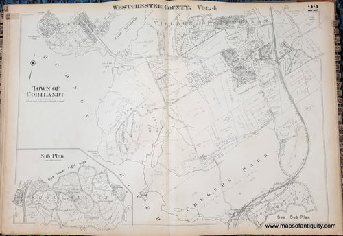 Genuine-Antique-Map-Plate-22-Town-of-Cortlandt-Village-of-Buchanan-NY-1930-G-M-Hopkins-Co--Maps-Of-Antiquity