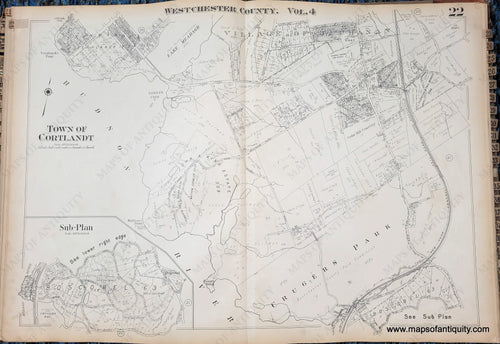 Genuine-Antique-Map-Plate-22-Town-of-Cortlandt-Village-of-Buchanan-NY-1930-G-M-Hopkins-Co--Maps-Of-Antiquity