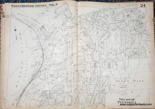 Genuine-Antique-Map-Plate-24-Village-of-Peekskill-NY-1930-G-M-Hopkins-Co--Maps-Of-Antiquity