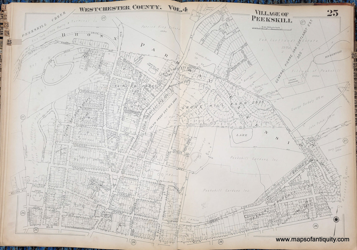 Genuine-Antique-Map-Plate-25-Village-of-Peekskill-NY-1930-G-M-Hopkins-Co--Maps-Of-Antiquity