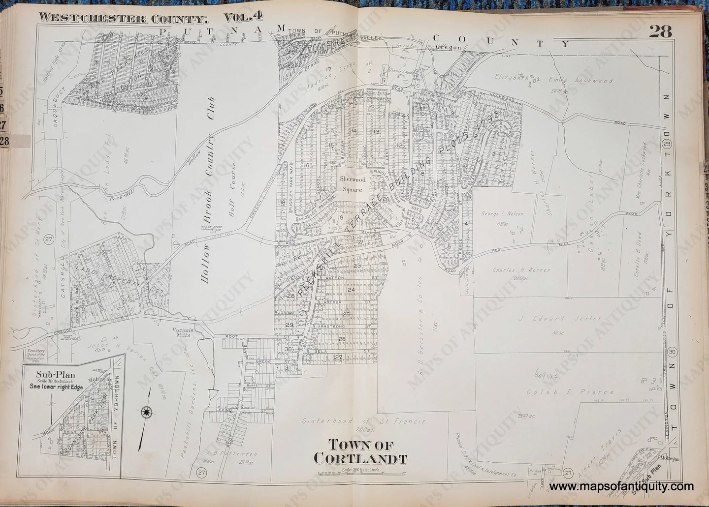 Genuine-Antique-Map-Plate-28-Town-of-Cortlandt-Peekskill-Terrace-NY-1930-G-M-Hopkins-Co--Maps-Of-Antiquity