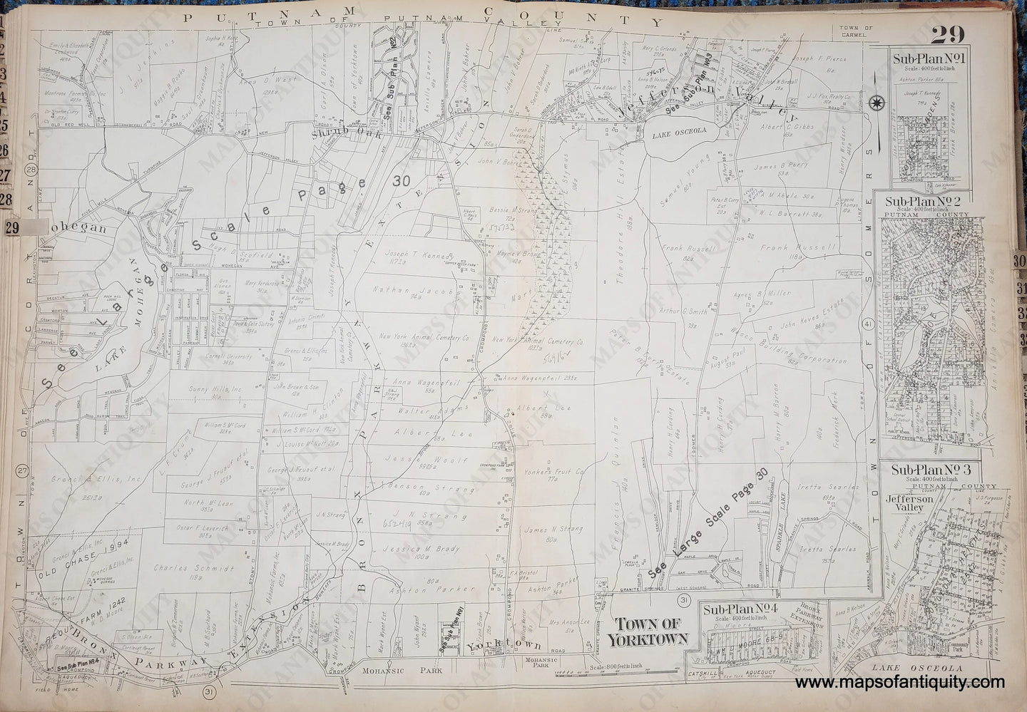 Genuine-Antique-Map-Plate-29-Town-of-Yorktown-NY-1930-G-M-Hopkins-Co--Maps-Of-Antiquity