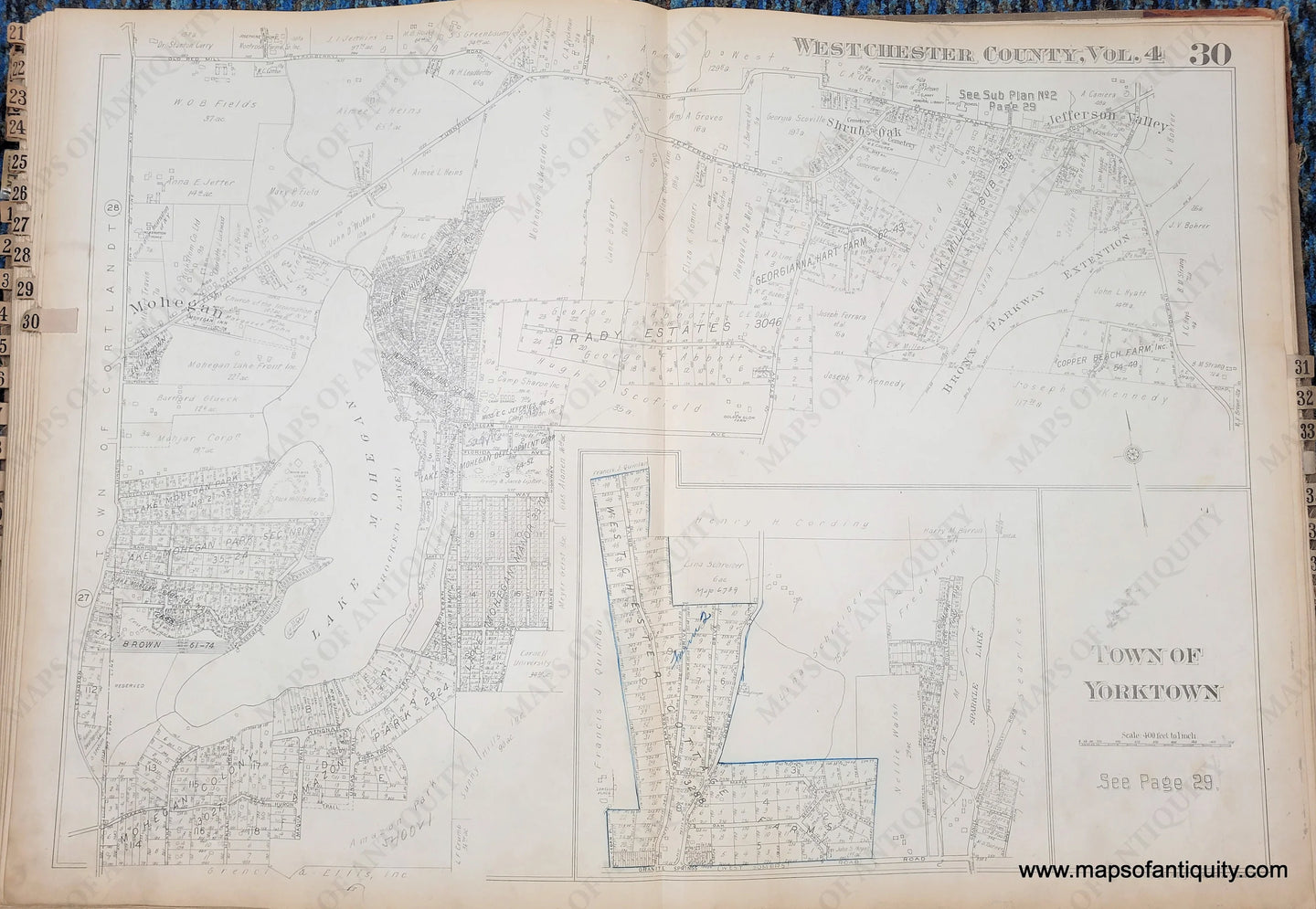 Genuine-Antique-Map-Plate-30-Town-of-Yorktown-NY-1930-G-M-Hopkins-Co--Maps-Of-Antiquity