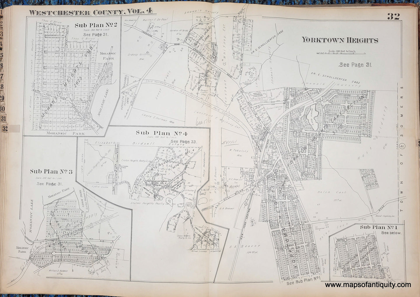 Genuine-Antique-Map-Plate-32-Yorktown-Heights-NY-1930-G-M-Hopkins-Co--Maps-Of-Antiquity