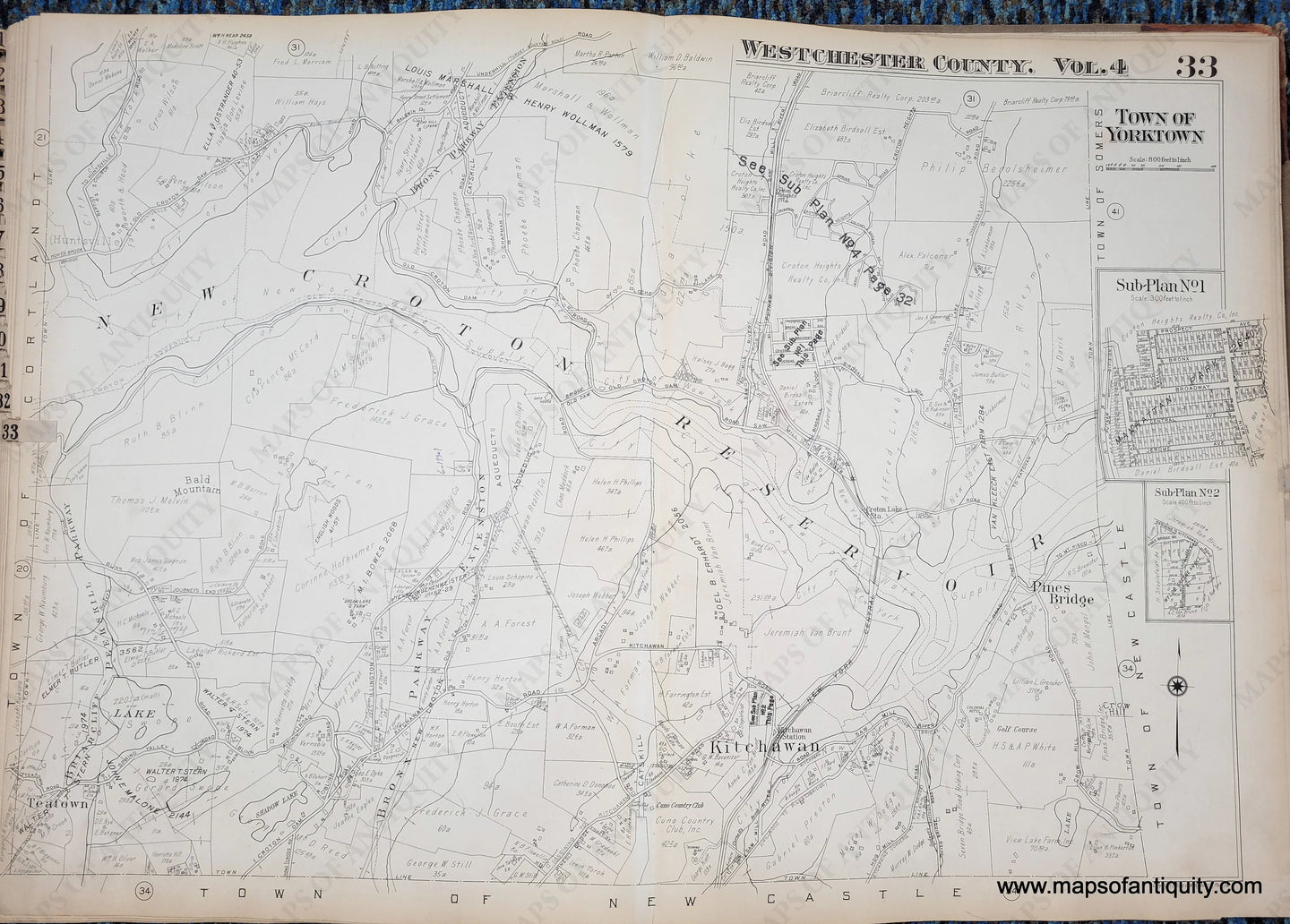 Genuine-Antique-Map-Plate-33-Town-of-Yorktown-Kitchawan-NY-1930-G-M-Hopkins-Co--Maps-Of-Antiquity