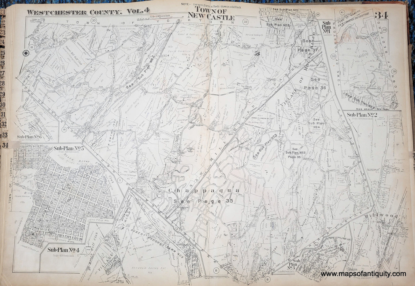 Genuine-Antique-Map-Plate-34-Town-of-New-Castle-NY-1930-G-M-Hopkins-Co--Maps-Of-Antiquity