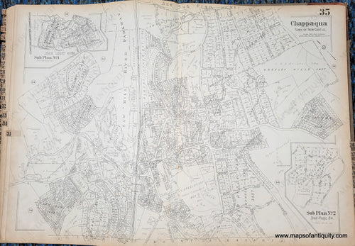 Genuine-Antique-Map-Plate-35-Chappaqua-Town-of-New-Castle-NY-1930-G-M-Hopkins-Co--Maps-Of-Antiquity