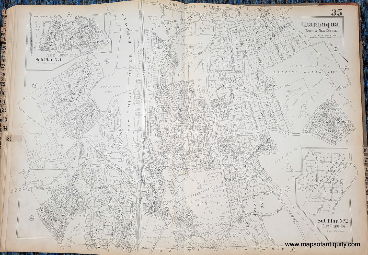 Genuine-Antique-Map-Plate-35-Chappaqua-Town-of-New-Castle-NY-1930-G-M-Hopkins-Co--Maps-Of-Antiquity