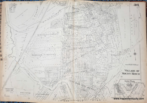 Genuine-Antique-Map-Plate-36-Village-of-Mount-Kisco-NY-1930-G-M-Hopkins-Co--Maps-Of-Antiquity