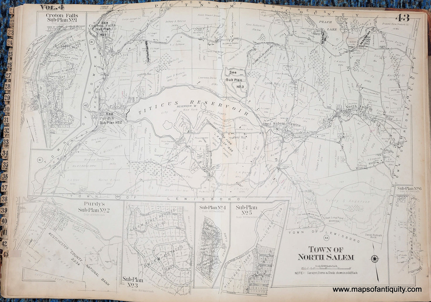 Genuine-Antique-Map-Plate-43-Town-of-North-Salem-Croton-Falls-NY-1930-G-M-Hopkins-Co--Maps-Of-Antiquity