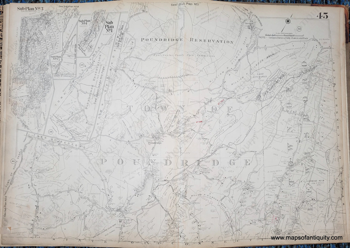 Genuine-Antique-Map-Plate-45-Town-of-Poundridge-Town-of-Lewisboro-NY-1930-G-M-Hopkins-Co--Maps-Of-Antiquity