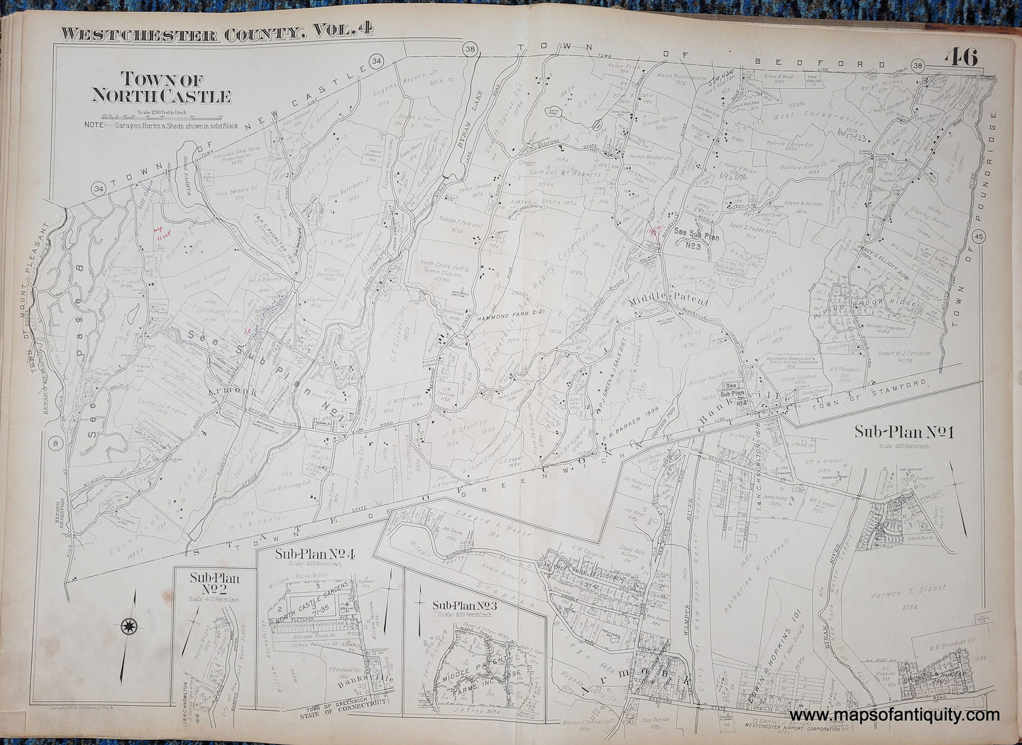 Genuine-Antique-Map-Plate-46-Town-of-North-Castle-1930-G-M-Hopkins-Co--Maps-Of-Antiquity