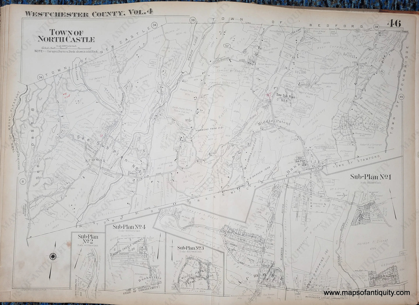 Genuine-Antique-Map-Plate-46-Town-of-North-Castle-1930-G-M-Hopkins-Co--Maps-Of-Antiquity