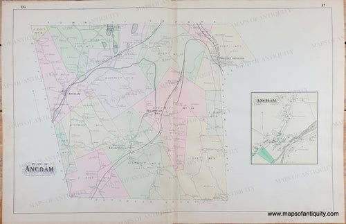 Genuine-Antique-Map-Plan-of-Ancram-NY--1888-Beers-Ellis-Co--Maps-Of-Antiquity
