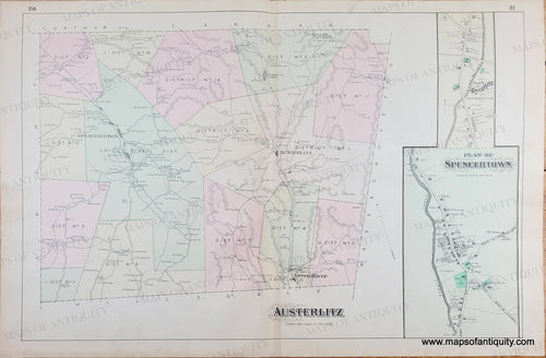 Genuine-Antique-Map-Austerlitz-NY--1888-Beers-Ellis-Co--Maps-Of-Antiquity