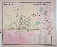 Genuine-Antique-Map-Waverly--Factoryville-(NY)-1869-Beers-Ellis--Soule-Maps-Of-Antiquity
