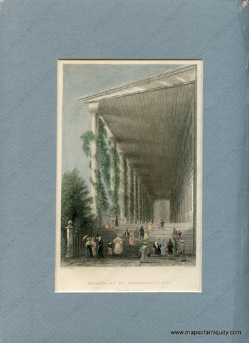 Antique-Tinted-Steel-Engraving-Colonnade-of-Congress-Hall.-(Saratoga-Springs.)-United-States-Northeast-c.-1850-Griffiths-after-W.H.-Bartlett-Maps-Of-Antiquity