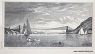 1868 - Bear Mountain Bridge - Proposed Suspension Bridge Over the Hudson River, Near Anthony's Nose, in the Highlands, as Planned by General Edward W. Serrell, Engineer-in-Chief - Genuine Antique Print