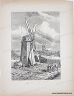 Genuine-Antique-Print-Grist-Wind-Mills-at-East-Hampton-1872-Picturesque-America-Maps-Of-Antiquity