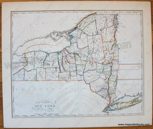 Antique-Map-The-State-of-New-York-Carey-Lewis-1814-1800s-19th-Century-Early-Maps-of-Antiquity