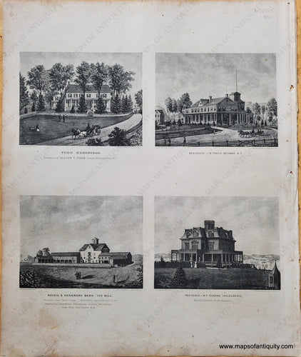 Black-and-White-Antique-Illustration-Todd-Homestead-Travis-Residence-(Katonah)-Reisig-&-Hexamers-Barn-Ivy-Hill-and-Bearns-Residence-Incleuberg.-(NY)-United-States-Northeast-1867-Beers-Maps-Of-Antiquity