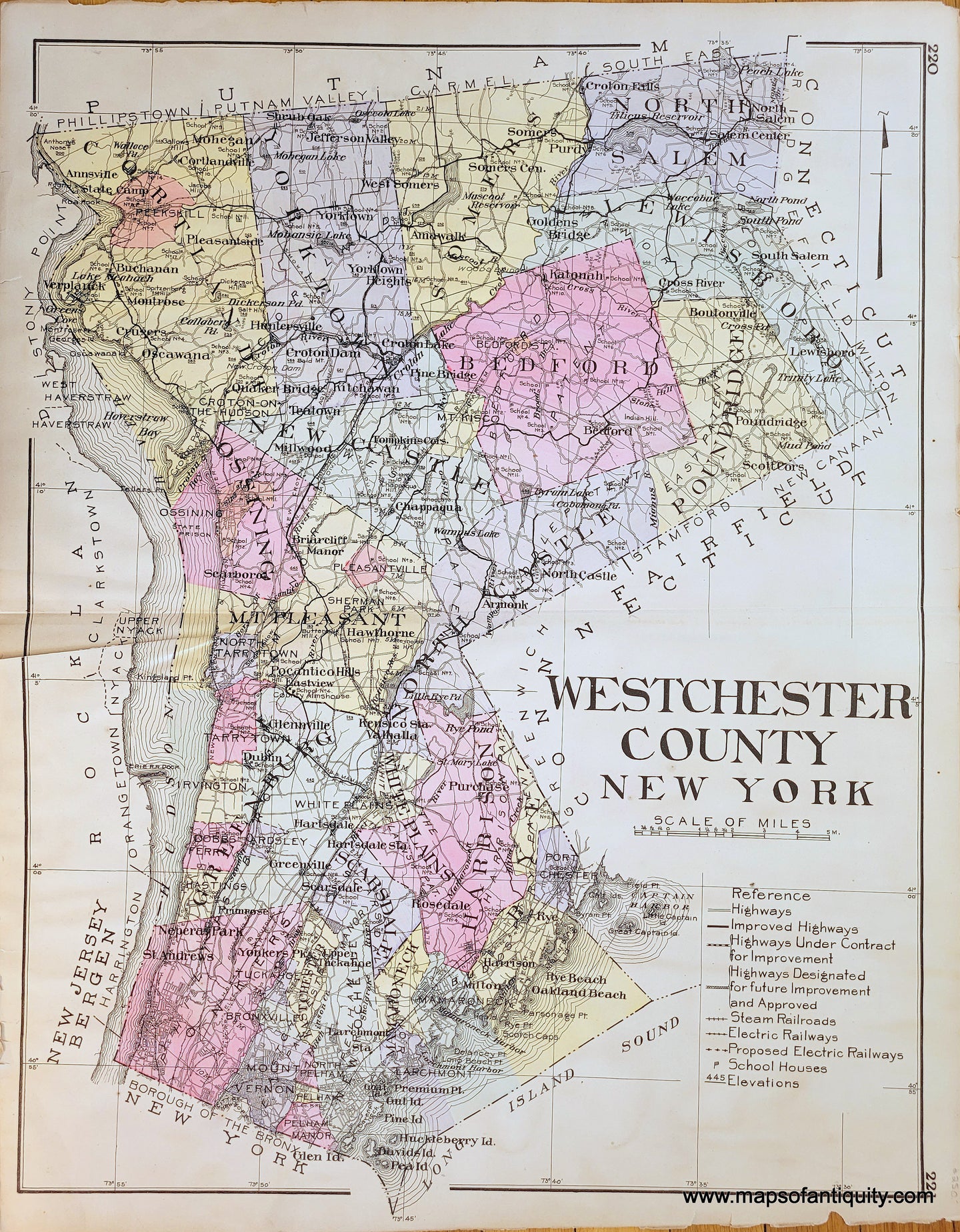 1911 - Westchester County New York - Antique Map