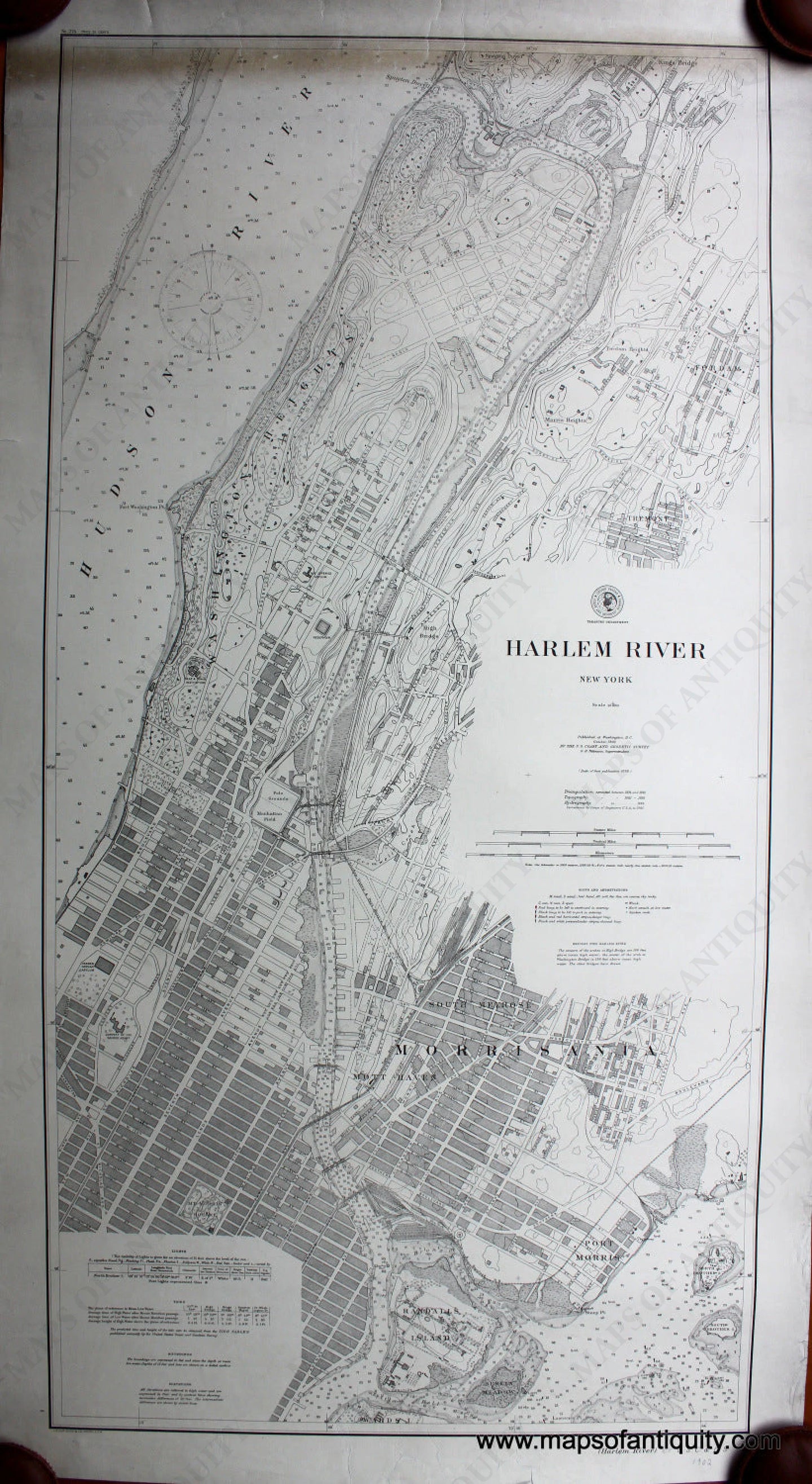 Black-and-White-Antique-Coastal-Chart-Harlem-River-New-York-United-States-Northeast-1902-U.S.-Coast-Survey-Maps-Of-Antiquity