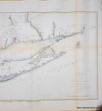 Load image into Gallery viewer, 1879 - Long Island Sound, Sketch B No. 2 Showing the Triangulation &amp; Geographical Positions in Section No. II From New York City to Point Judith - Antique Chart
