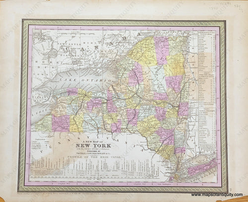 Antique-Hand-Colored-Map-Map-of-the-State-of-New-York-Compiled-from-the-Latest-Authorities**********---1850-Mitchell/Cowperthwait-Maps-Of-Antiquity