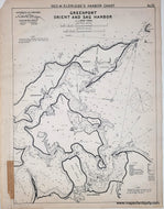 black and white Antique harbor chart of Greenport and Sag Harbor, New York, by Geo. W. Eldridge.1901 - Greenport Orient And Sag Harbor New York Eastern Long Island Eldridge Nautical Chart Antique