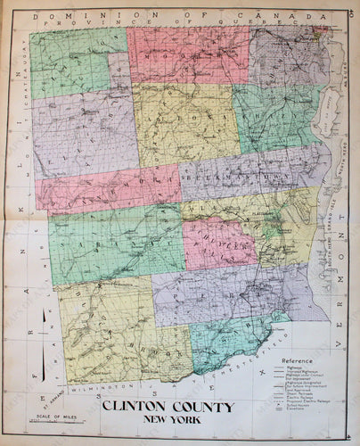 Antique-Hand-Colored-Map-Clinton-County-New-York-United-States-New-York-1911-Everts-Maps-Of-Antiquity