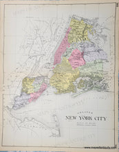 Load image into Gallery viewer, 1911 - Greater New York City Antique Map Genuine Hand-Colored  with original coloring by burrough/town in tones of pink, yellow, green, purple. 
