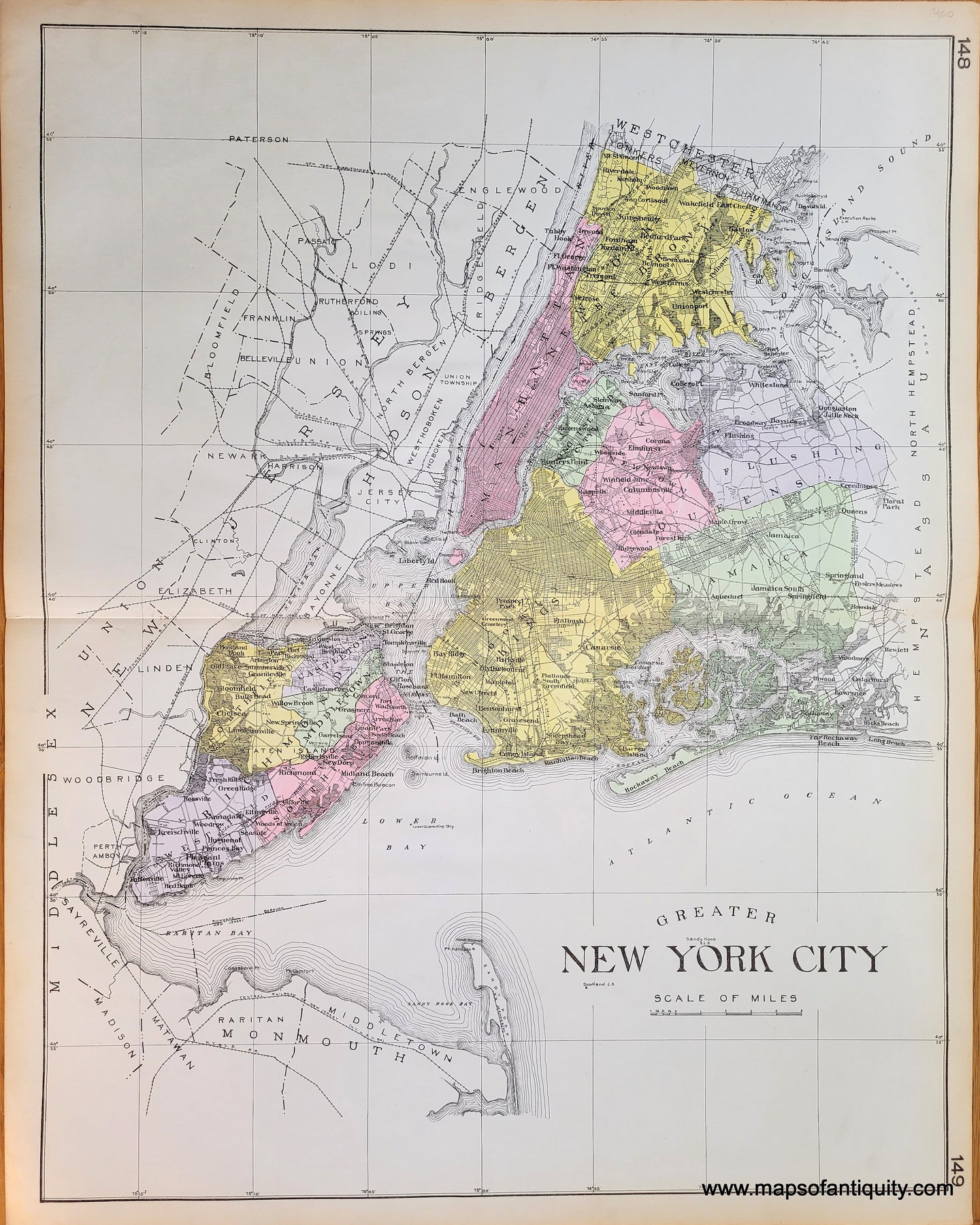 1911 - Greater New York City - Antique Map