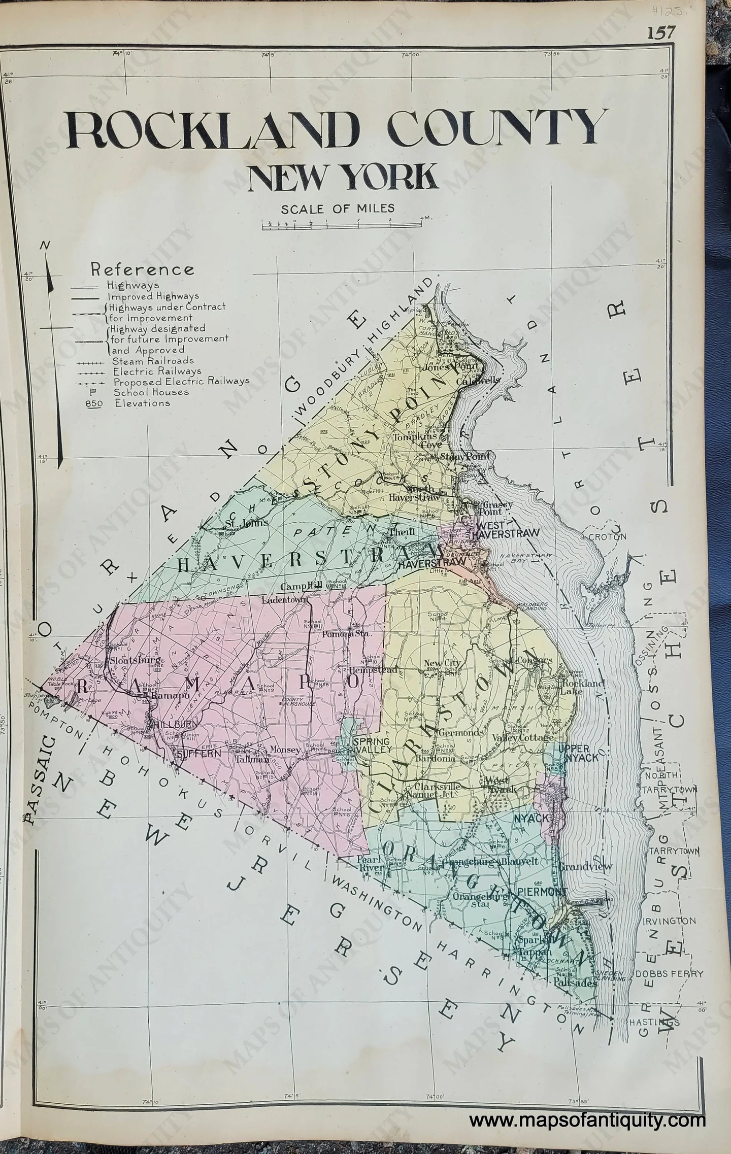 Antique-Map-Rockland-County-New-York-1911-Everts-Stony Point, Haverstraw, West Haverstraw, Ramapo, Clarkstown, Orangetown, and Nyack