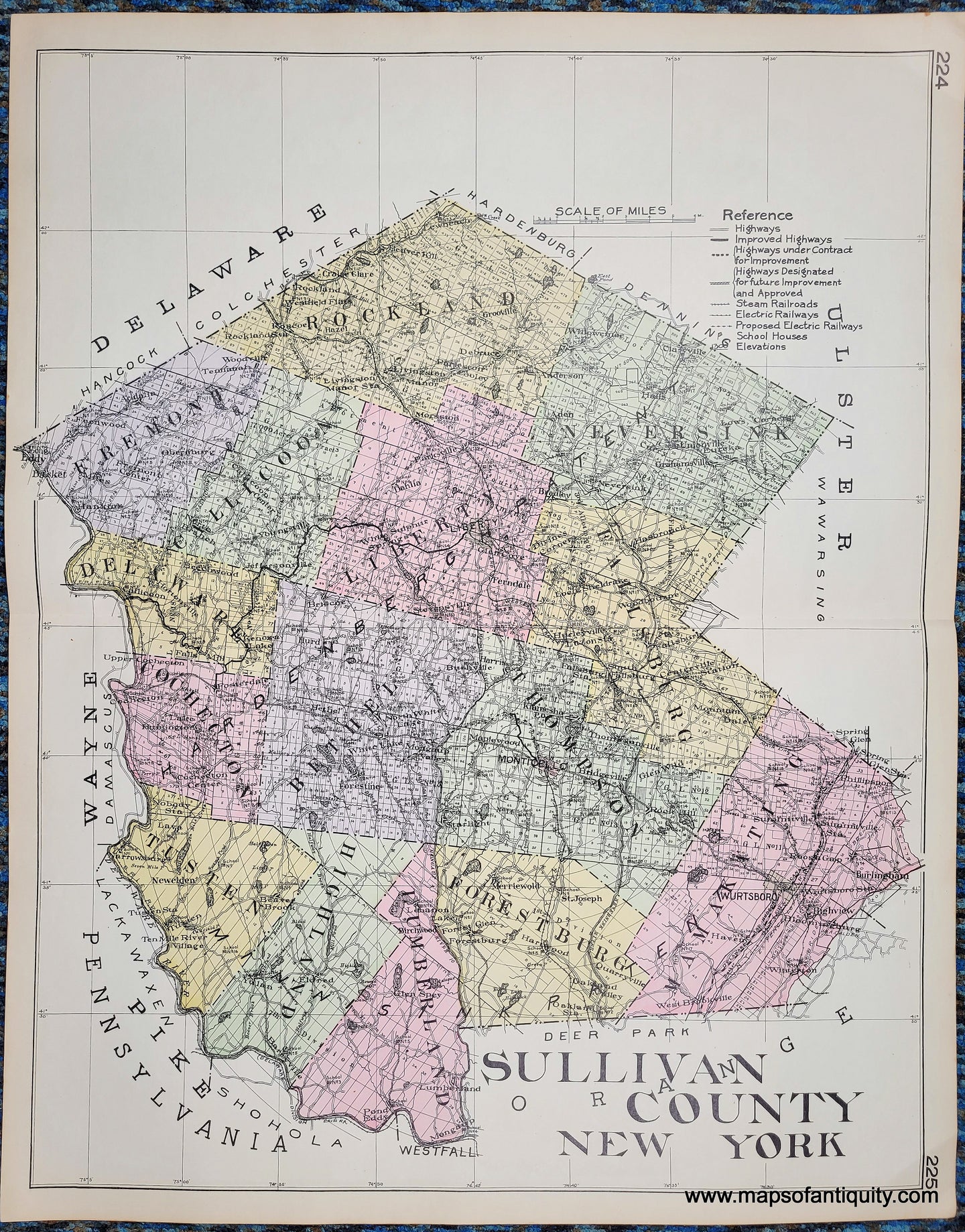 1911 - Sullivan County, New York - Antique Map