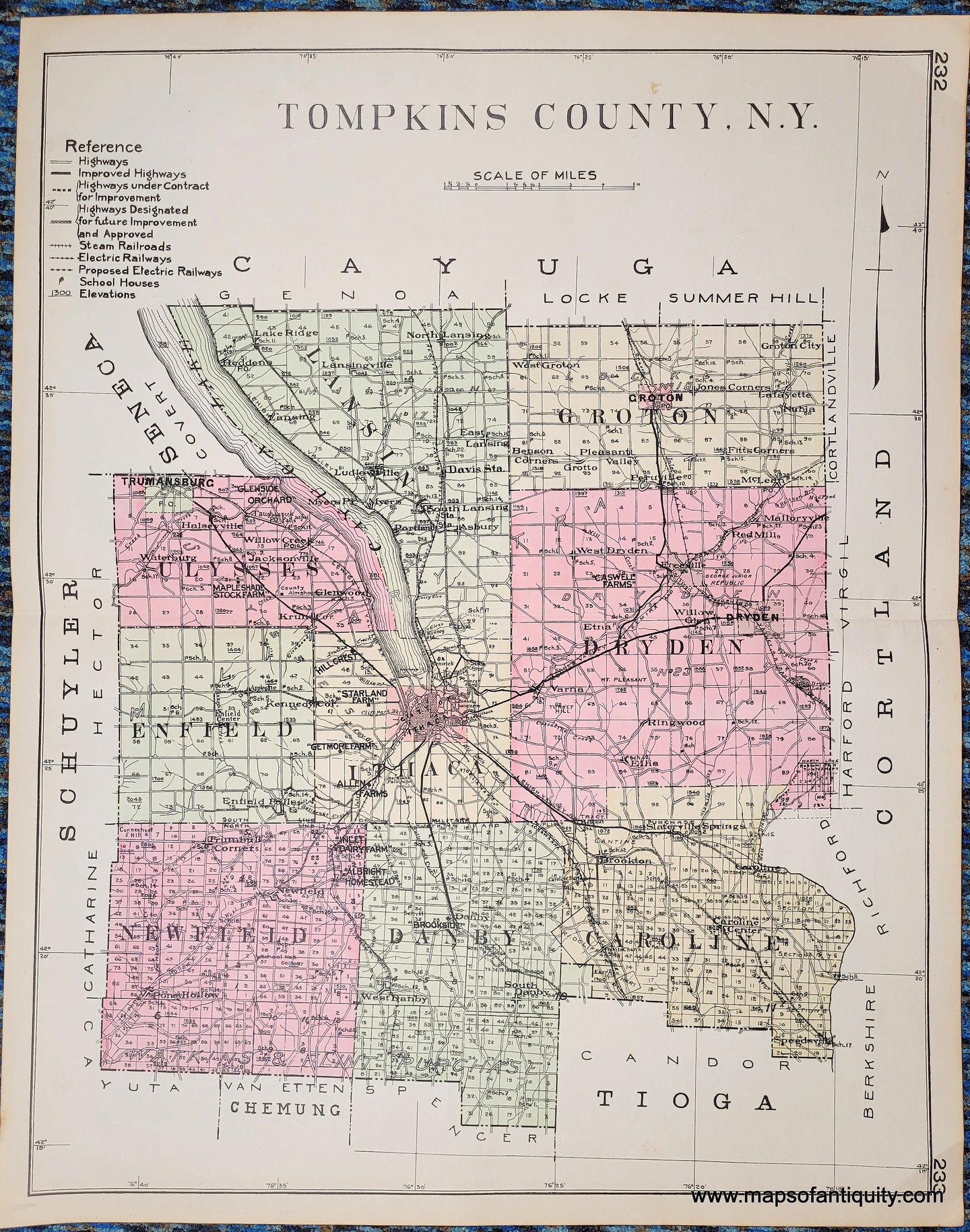 1911 - Tompkins County, New York - Antique Map