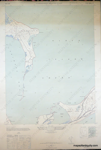 Antique-Topographical-Map-Gardiner's-Island-East-Quadrangle-Long-Island--1947-U.S.-Geological-Survey-Maps-Of-Antiquity