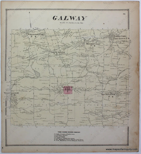 Antique-Map-Galway-Saratoga-New-York-1866-Stone-Stewart