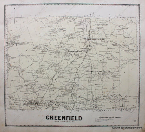 Hand-Colored-Engraved-Antique-Map-Greenfield-(NY)-United-States-Northeast-1866-Stone-and-Stewart-Maps-Of-Antiquity