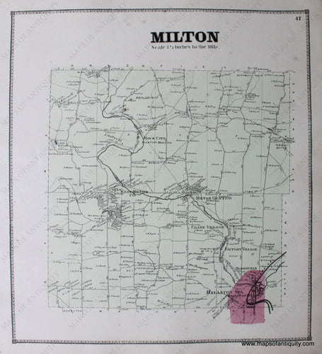 Hand-Colored-Engraved-Antique-Map-Milton-(NY)-United-States-Northeast-1866-Stone-and-Stewart-Maps-Of-Antiquity