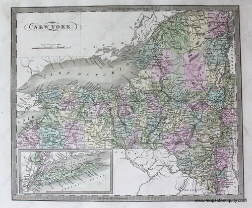 Antique-Hand-Colored-Map-New-York.-United-States-Northeast-1848-Jeremiah-Greenleaf-Maps-Of-Antiquity