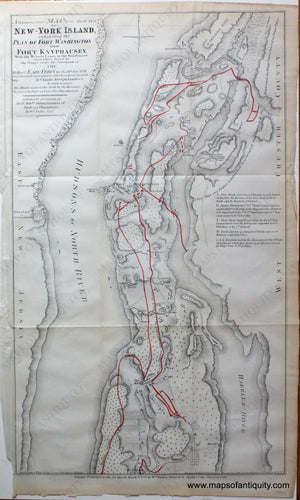 Antique-Black-and-White-Map-with-Hand-Colored-Accents-A-Topographical-Map-of-the-North-Part-of-New-York-Island-exhibiting-the-Plan-of-Fort-WashingtonÃ¢â‚¬Â¦-**********-United-States-New-York-1859-copy-of-a-1777-map-Engraved-by-George-Hayward-for-D.T.-Valentine's-Manual-Maps-Of-Antiquity