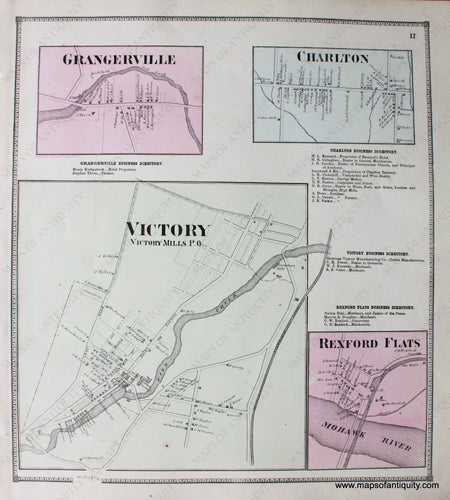 Hand-Colored-Engraved-Antique-Map-Grangerville-Charlton-Victory-Rexford-Flats-New-York-United-States-Northeast-1866-Stone-and-Stewart-Maps-Of-Antiquity