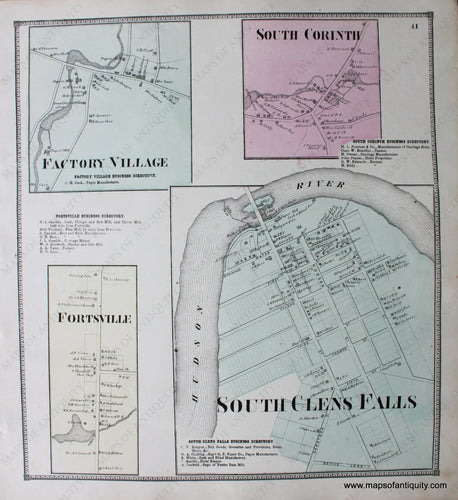 Hand-Colored-Engraved-Antique-Map-Factory-Village-South-Corinth-Fortsville-South-Glens-Falls-New-York-United-States-Northeast-1866-Stone-and-Stewart-Maps-Of-Antiquity