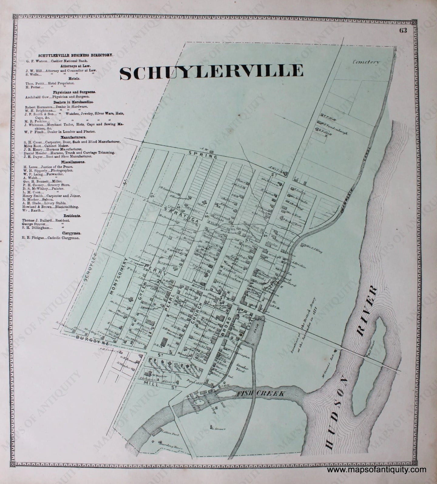 Hand-Colored-Engraved-Antique-Map-Schuylerville-(NY)-United-States-Northeast-1866-Stone-and-Stewart-Maps-Of-Antiquity