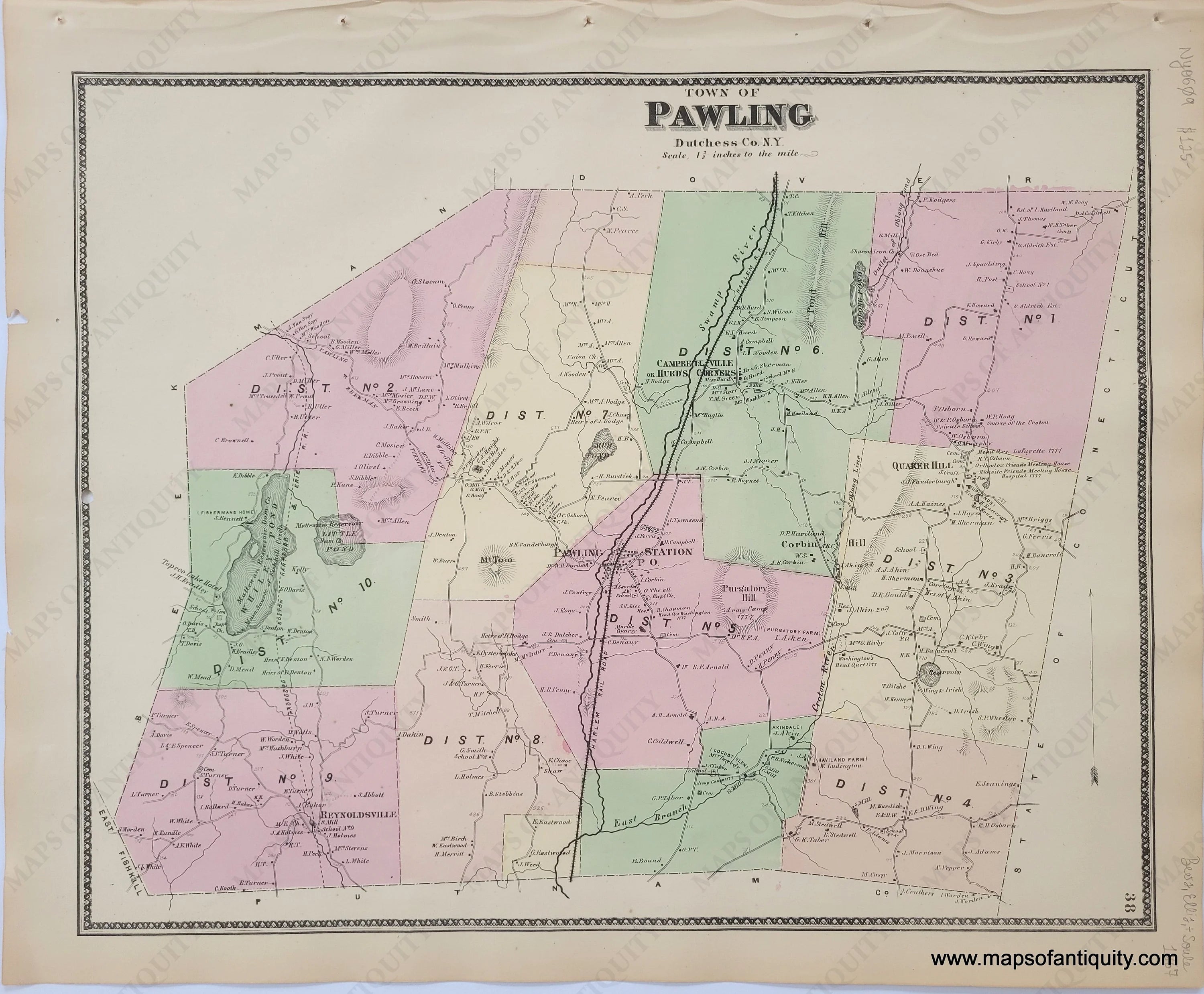 1867 - Town of Pawling (NY) - Antique Map – Maps of Antiquity