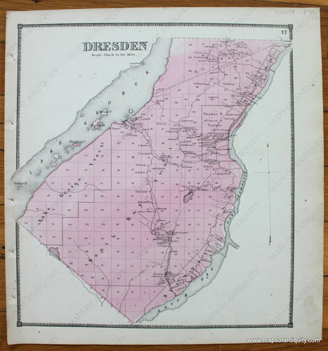 Antique-Map-Town-Towns-Dresden-New-Topographical-Atlas-of-Washington-County-New-York-by-Stone-and-Stewart-1866-1860s-1800s-Mid-Late-19th-Century-Maps-of-Antiquity-