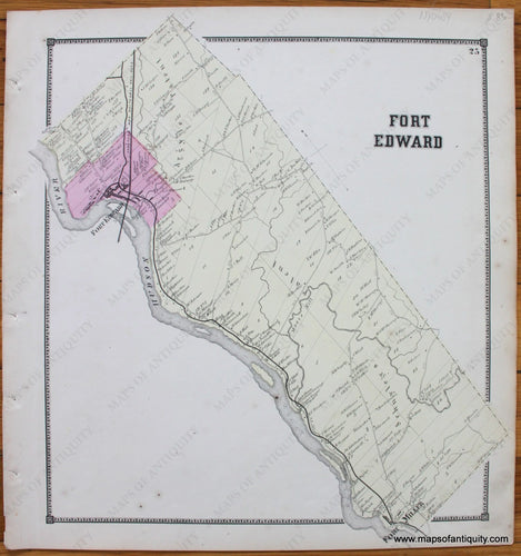 Antique-Map-Town-Towns-Fort-Edward-New-Topographical-Atlas-of-Washington-County-New-York-by-Stone-and-Stewart-1866-1860s-1800s-Mid-Late-19th-Century-Maps-of-Antiquity-