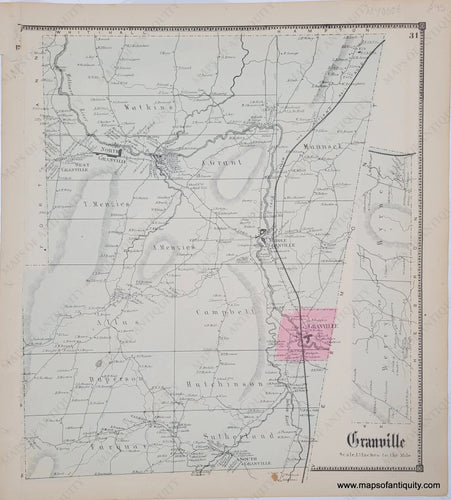 Antique-Map-Town-Towns-Granville-New-Topographical-Atlas-of-Washington-County-New-York-by-Stone-and-Stewart-1866-1860s-1800s-Mid-Late-19th-Century-Maps-of-Antiquity-